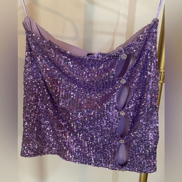 Blanc miniskirt and sequin top set lavender color new from my boutique - Picture 8 of 9